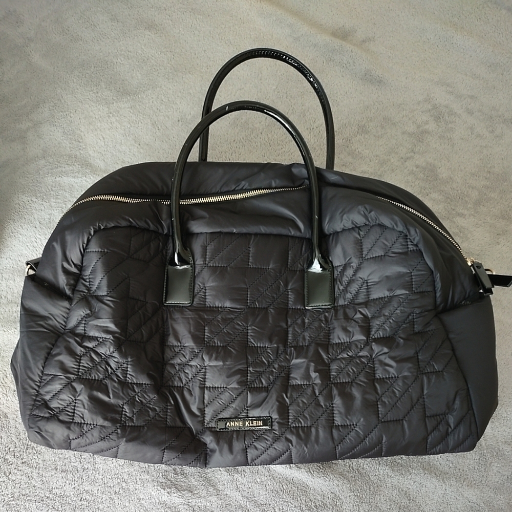 Anne Klein Black Quilted Travel Bag